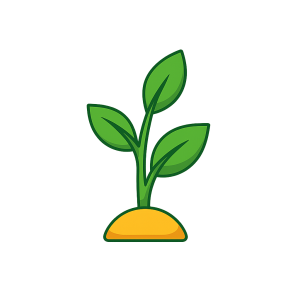Desenho de planta com três folhas verdes emergindo do solo, representando o uso de ervas medicinais na MTC.