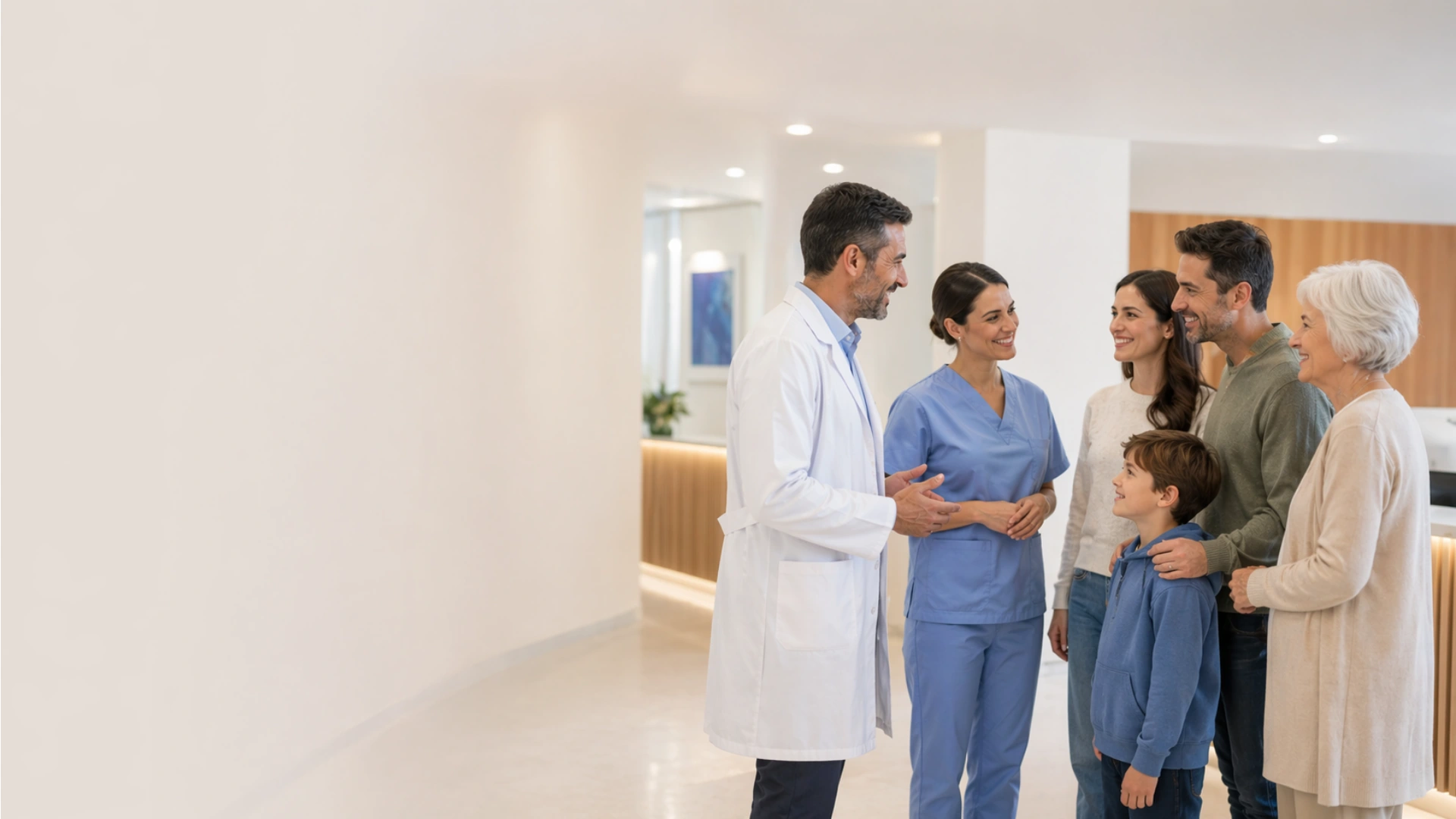 Equipa médica da Multiclínica do Algarve a acompanhar uma família em Quarteira