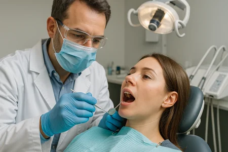 Dentista con Paciente en la Multiclínica do Algarve, Quarteira