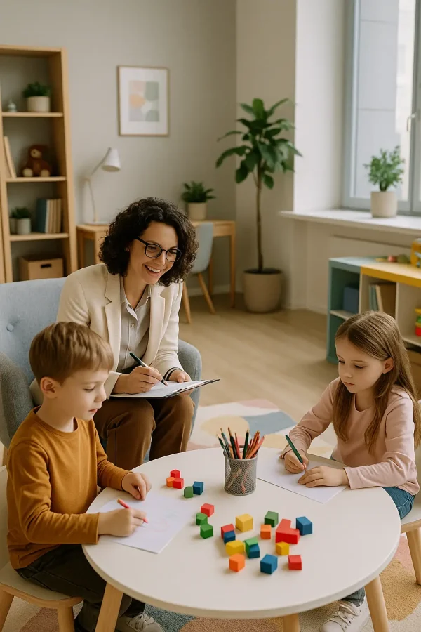Child psychologist with play activities in Quarteira